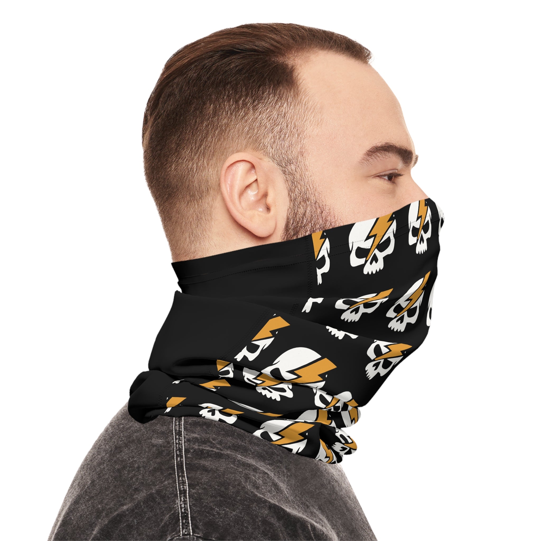 E-Mob Big Skull Pattern Neck Gaiter — Lightweight E-Bike Black Face Mask Bandana