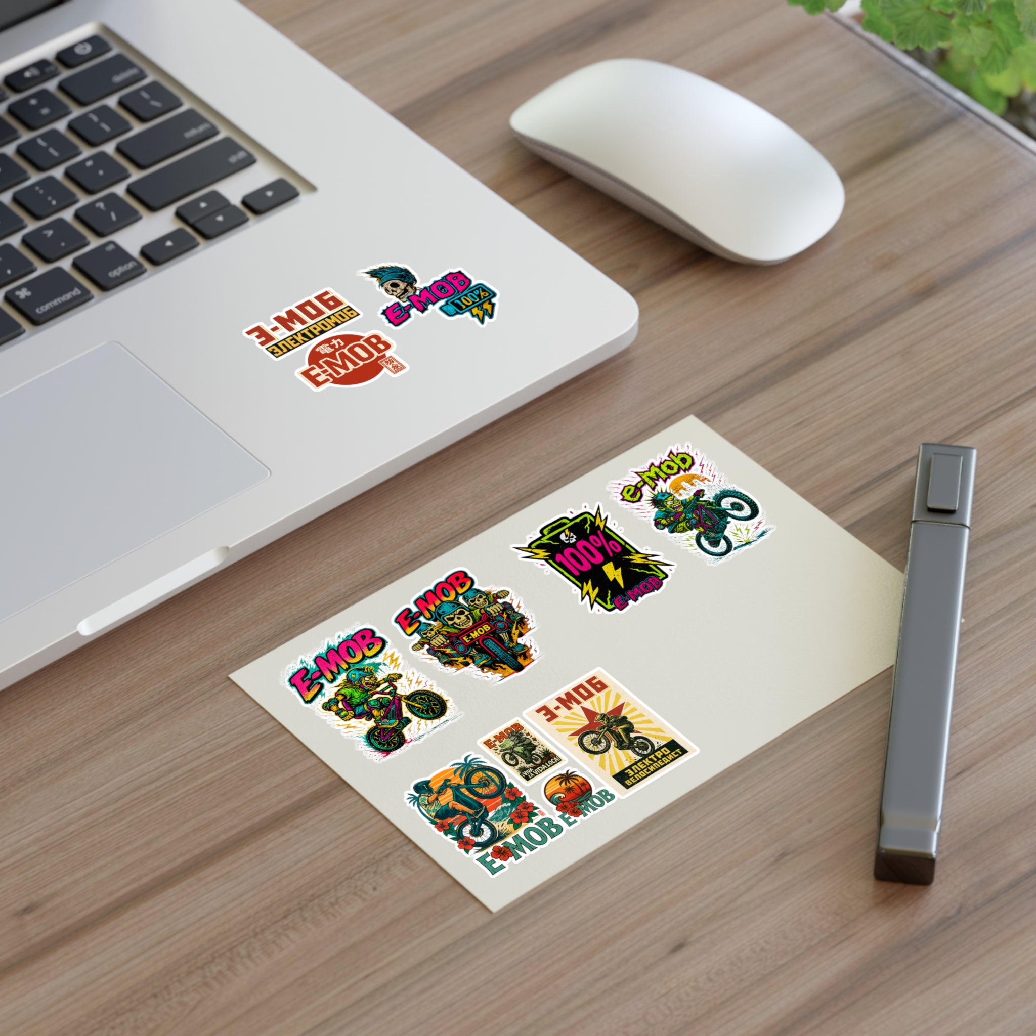 E-Mob Retro / Propaganda Sticker Sheet — E-Bike Decals